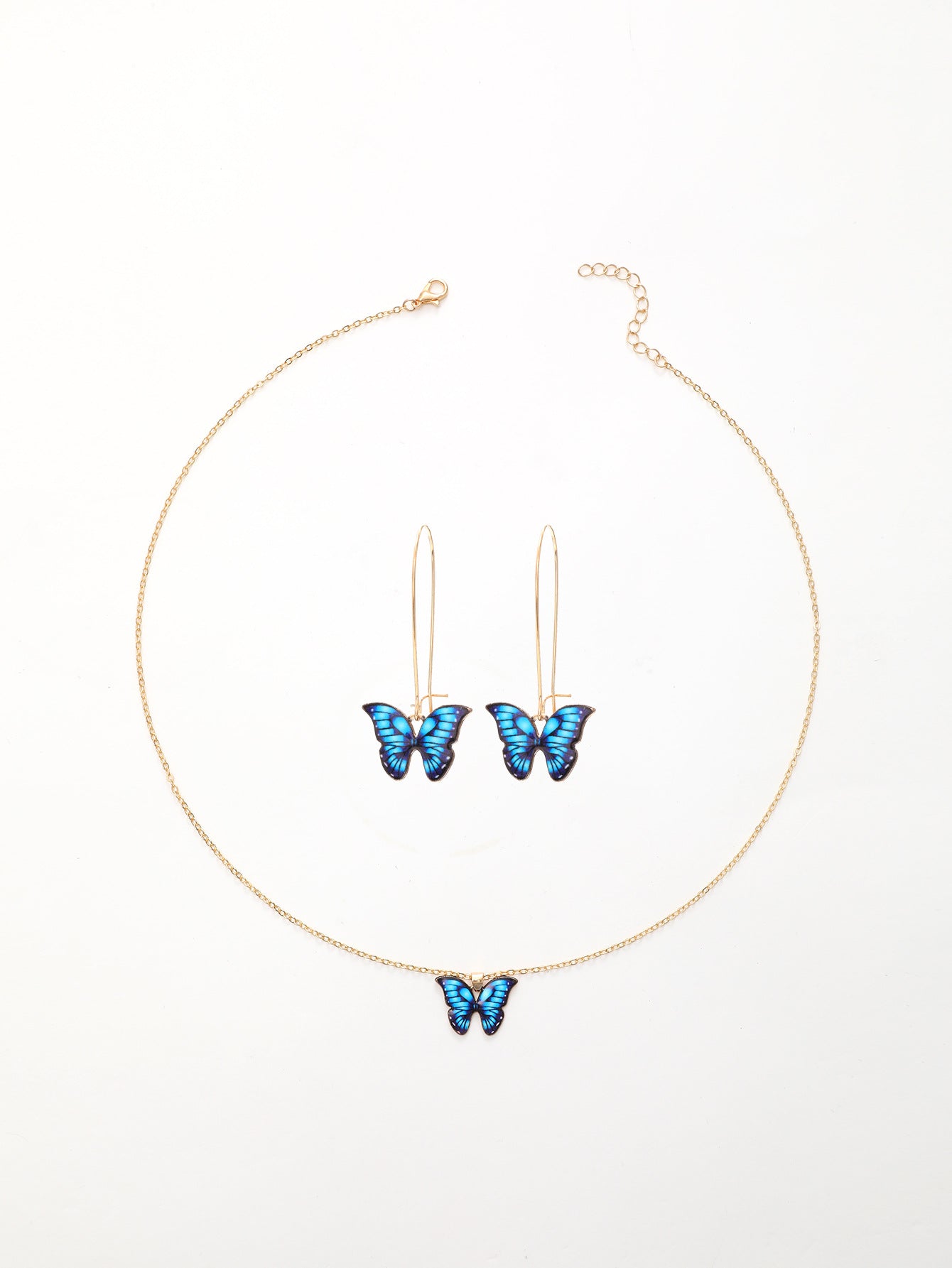 Wholesale New Three-piece Summer Beach-inspired Coloured Butterfly Gold Chain